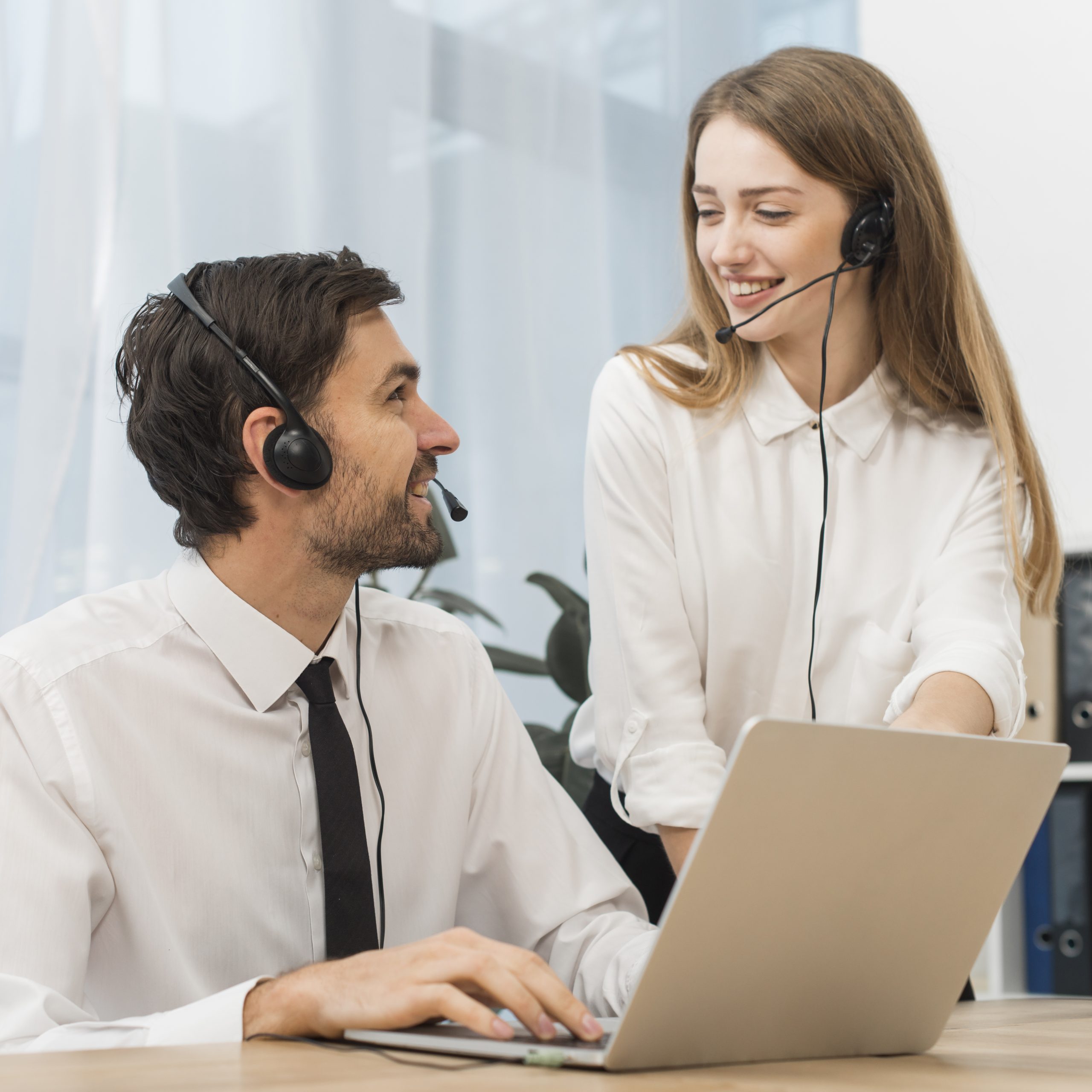 people working call center